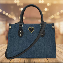 Load image into Gallery viewer, Ti Amo I love you - Exclusive Brand - Dark Denim - Luxury Womens PU Tote Bag - Black Straps
