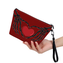 Load image into Gallery viewer, Ti Amo I love you - Exclusive Brand - Dark Burgundy - Skeleton Hands with Heart - Sling Cosmetic Bag
