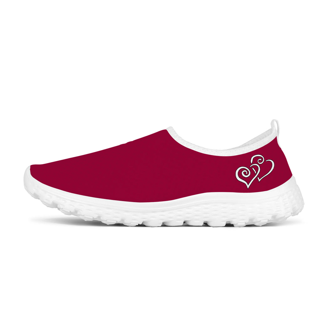 Ti Amo I love you - Exclusive Brand - Lifeline - Double White Heart - Women's Mesh Running Shoes - White Soles