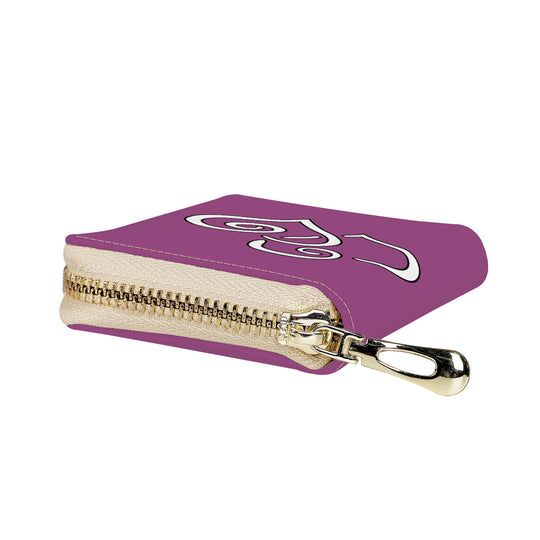 Ti Amo I love you - Exclusive Brand - Cannon Pink - Double White Heart - PU Leather - Zipper Card Holder