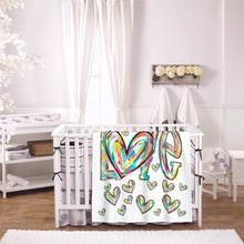 Load image into Gallery viewer, Ti Amo I love you - Exclusive Brand - White - Multicolor Love &amp; Hearts - Baby Soft Blanket
