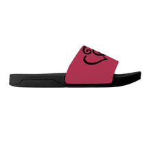 Load image into Gallery viewer, Ti Amo I love you - Exclusive Brand - Viva Magenta  - Womens Double Black Heart -  Slide Sandals - Black Soles
