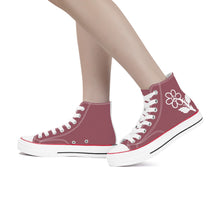 Load image into Gallery viewer, Ti Amo I love you - Exclusive Brand - Spinel Rose - White Daisy - High Top Canvas Shoes - White  Soles
