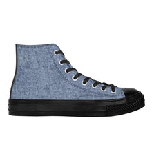 Load image into Gallery viewer, Ti Amo I love you - Exclusive Brand - Light Slate Grey Denim - Angry Fish - High Top Canvas Shoes - Black  Soles
