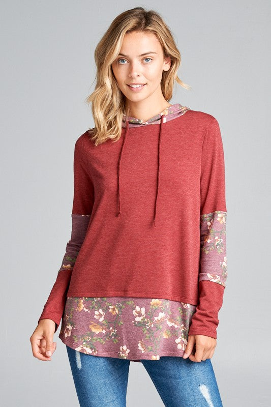 French Terry Mix Match Hoodie Shirt Sytle Top