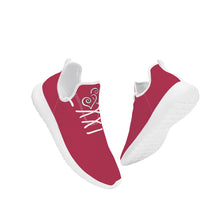 Load image into Gallery viewer, Ti Amo I love you - Exclusive Brand - Viva Magenta - Double White Heart - Lightweight Mesh Knit Sneaker - White Soles
