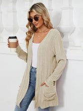 Load image into Gallery viewer, Pocketed Open Front Long Sleeve Cardigan
