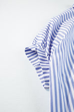 Load image into Gallery viewer, Sky Blue Stripe Dolman Sleeve Oversize Shirt
