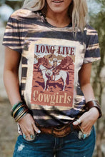 Load image into Gallery viewer, Blue Tie Dye LONG LIVE Cowgirls Graphic Crewneck T Shirt
