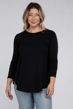 Load image into Gallery viewer, Plus Long Sleeve Round Neck Round Hem Top
