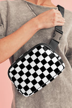 Load image into Gallery viewer, White Checkered Print Buckle Wide Belt Crossbody Bag
