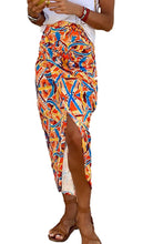 Load image into Gallery viewer, Yellow Geometric Abstract Print Slit High Waist Maxi Skirt
