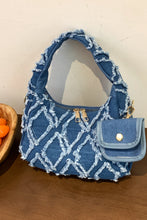 Load image into Gallery viewer, Raw Edge Denim Handbag with Pouch
