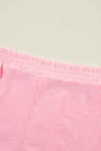 Load image into Gallery viewer, Pink Plus Size Ribbed Exposed Seam Tee and Shorts Set
