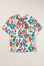 Load image into Gallery viewer, Multicolor Western Print High Neck Bat Sleeve Blouse
