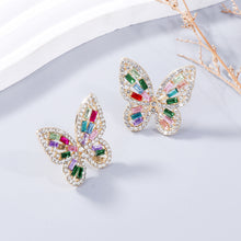 Load image into Gallery viewer, Alloy Inlaid Rhinestone Butterfly Earrings
