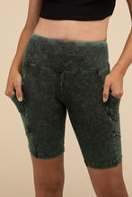 Load image into Gallery viewer, Mineral Wash Wide Waistband Pocket Leggings
