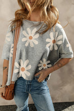 Load image into Gallery viewer, Flower Round Neck Half Sleeve T-Shirt
