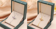 Load image into Gallery viewer, Womens Moving Cupid Heart Angel Wings Tassel Necklace With Crystal Clavicle Chain
