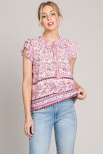 Load image into Gallery viewer, Cotton Bleu by Nu Lab Print Ruffle Sleeve Detail Blouse
