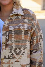 Load image into Gallery viewer, Brown Aztec Print Flap Pocket Button-up Jacket
