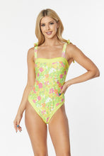 Load image into Gallery viewer, One Piece Bathing Suit Floral Print Shoulder Swimsuit

