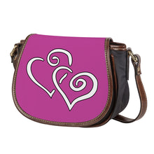 Load image into Gallery viewer, Ti Amo I love you - Exclusive Brand - Mulberry - Double White Heart - Saddle Bag
