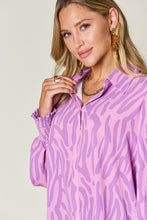 Load image into Gallery viewer, Double Take Full Size Printed Smocked Long Sleeve Blouse
