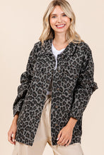 Load image into Gallery viewer, Mittoshop Leopard Button Up Denim Shacket with Breast Pockets
