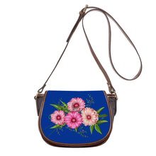 Load image into Gallery viewer, Ti Amo I love you - Exclusive Brand - Dark Powder Blue - Pink Floral - Saddle Bag
