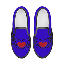 Load image into Gallery viewer, Ti Amo I love you - Exclusive Brand - Interdimensional Blue - Skeleton Hands with Heart  - Kids Slip-on shoes - Black Soles
