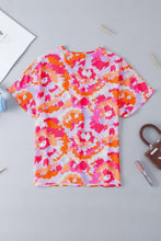 Load image into Gallery viewer, Rose Red Abstract Print V Neck Summer Blouse
