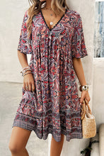 Load image into Gallery viewer, Printed V-Neck Half Sleeve Mini Dress
