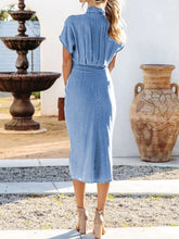 Load image into Gallery viewer, Tied Button Up Short Sleeve Denim Dress
