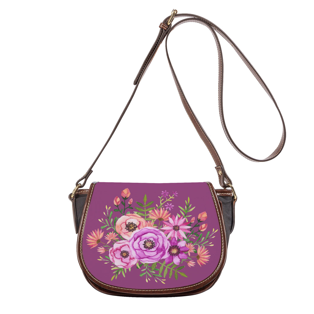 Ti Amo I love you - Exclusive Brand - Cannon Pink - Pink Floral -  Saddle Bag