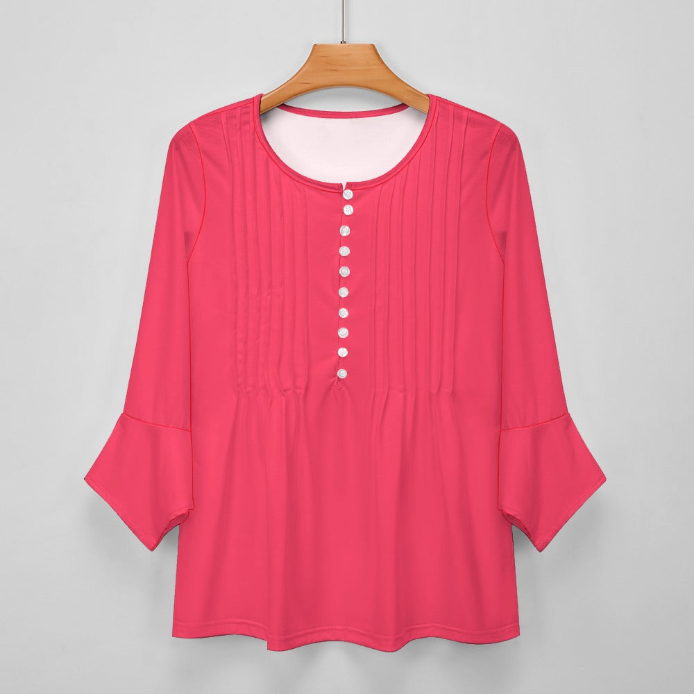 Ti Amo I love you - Exclusive Brand  - Radical Red - Women's Ruffled Petal Sleeve Top - Sizes S-5XL
