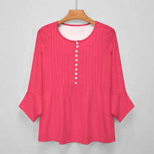 Load image into Gallery viewer, Ti Amo I love you - Exclusive Brand  - Radical Red - Women&#39;s Ruffled Petal Sleeve Top - Sizes S-5XL
