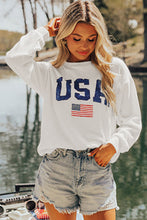 Load image into Gallery viewer, White USA Flag Corded Graphic Sweatshirt
