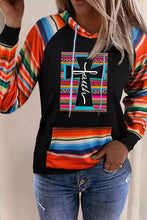 Load image into Gallery viewer, Multicolor Faith Western Serape Striped Patchwork Loose Hoodie
