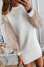 Load image into Gallery viewer, Sequin Long Sleeve Round Neck Mini Dress
