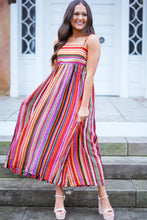 Load image into Gallery viewer, Multicolor Striped Thin Straps Smocked Back Boho Maxi Dress
