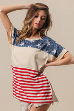 Load image into Gallery viewer, BiBi American Flag Theme Short Sleeve T-Shirt
