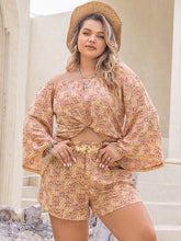 Load image into Gallery viewer, Plus Size Printed Off-Shoulder Top and Shorts Set
