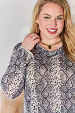 Load image into Gallery viewer, Hailey &amp; Co Full Size Snakeskin V-Neck Long Sleeve Top
