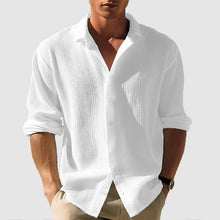 Load image into Gallery viewer, Men&#39;s Lapel Solid Long Sleeve Shirt
