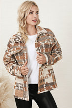 Load image into Gallery viewer, Brown Aztec Print Flap Pocket Button-up Jacket
