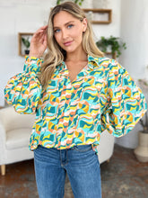 Load image into Gallery viewer, Double Take Full Size Printed Smocked Long Sleeve Blouse
