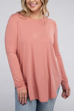 Load image into Gallery viewer, Plus Long Sleeve Round Neck Round Hem Top
