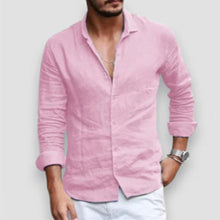 Load image into Gallery viewer, Men&#39;s Long Sleeve Loose Solid Color Lapel Button Top
