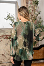 Load image into Gallery viewer, Sew In Love Full Size Snakeskin Print Long Sleeve Top with Ruffle
